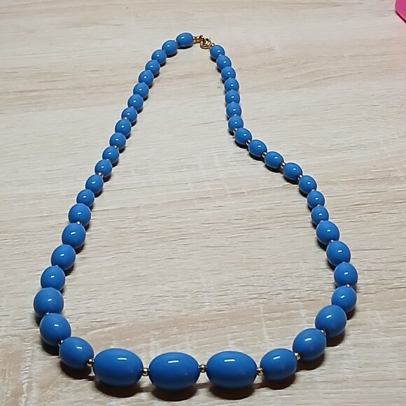 Fashion Vintage Chunky Blue Beaded Necklace Jewelry #74 - Picture 6 of 8